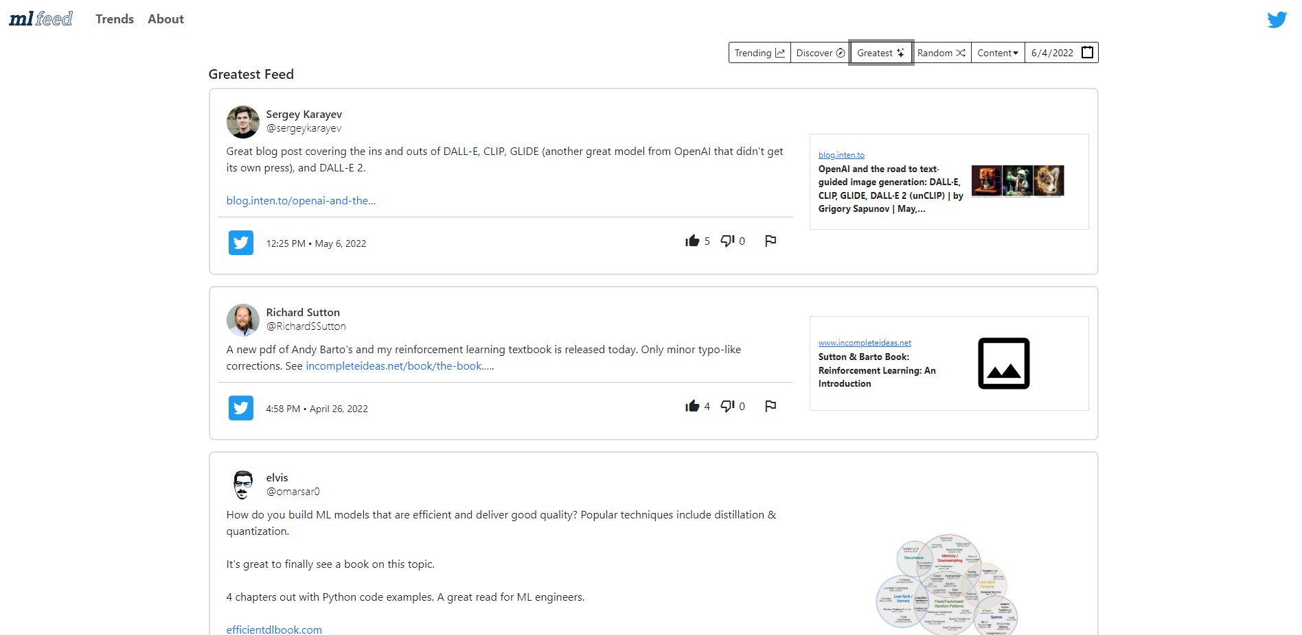 mlfeed.tech Feed Screenshot